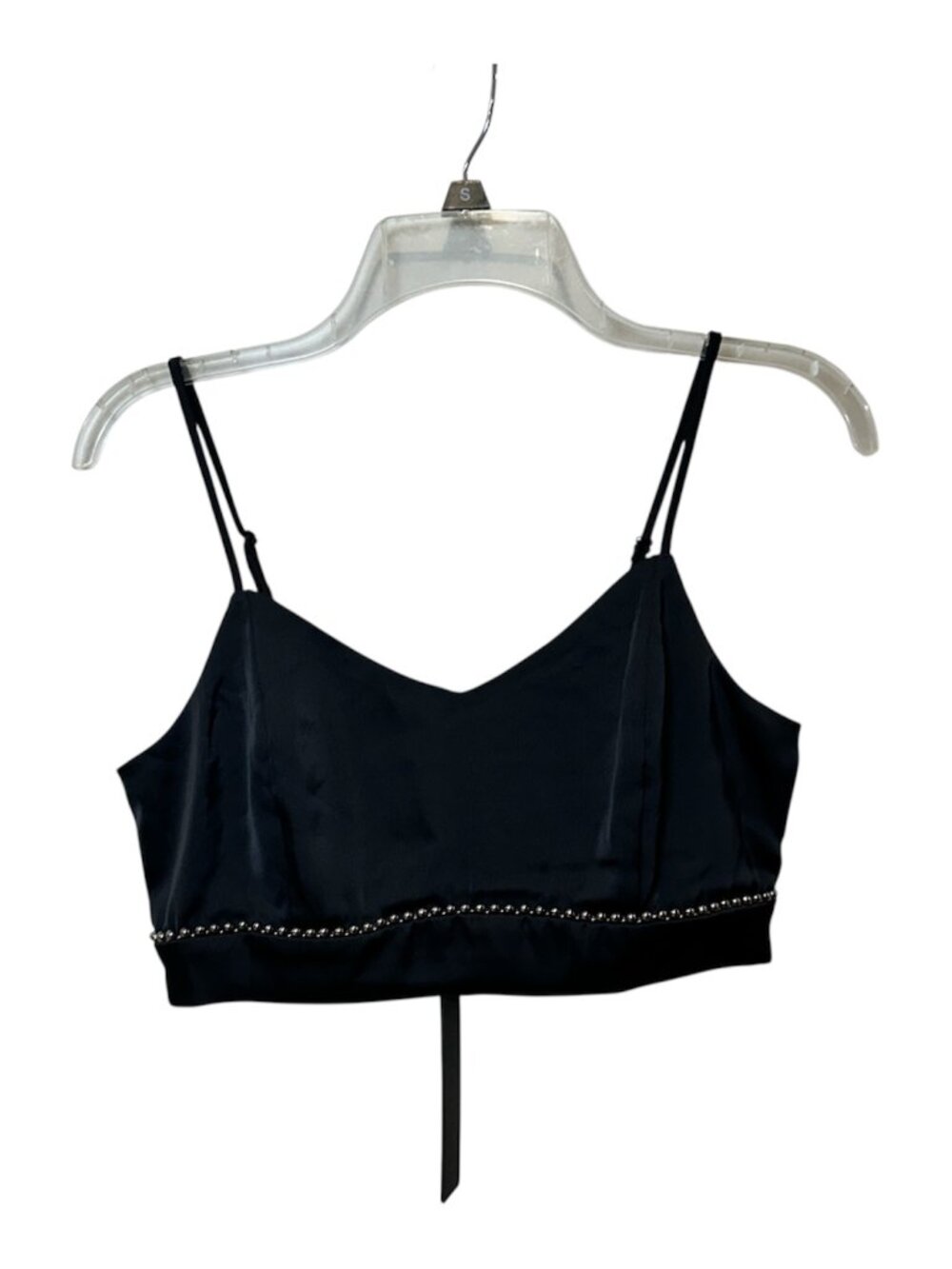 NWT House Of Harlow 1960 Black Satin Crop Top Tank Adjustable Straps Size M